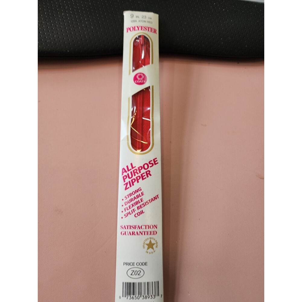 Coats&Clark All-Purpose Plastic Zipper 9"-128A Atom Red, F72/9/128A
